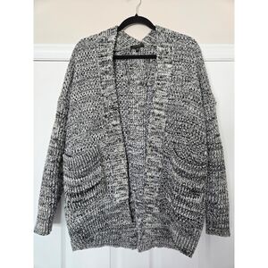 Women's Black and White Wool Cardigan